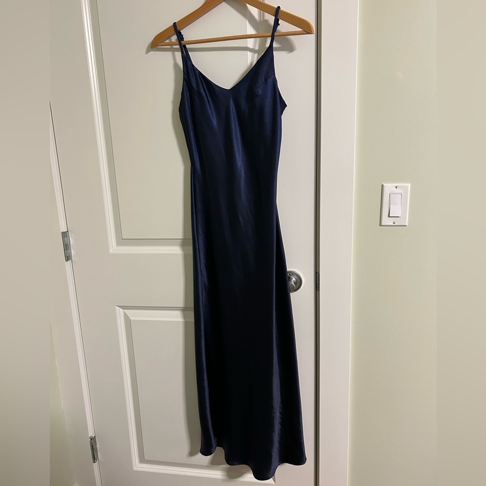 OAK + FORT Midnight Blue Satin Slip Dress